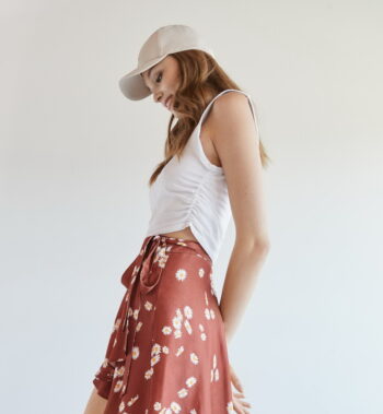 Flowing Satin Skirt With Belt